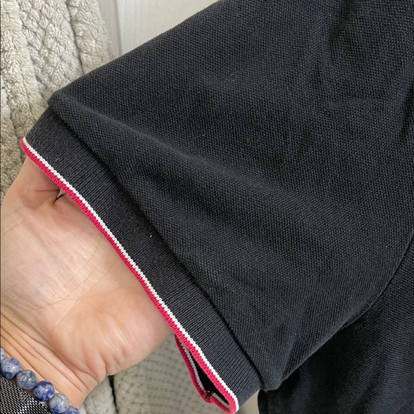 Express Men's Polo Shirt in Black with Red/White Trim - Picture 4 of 5